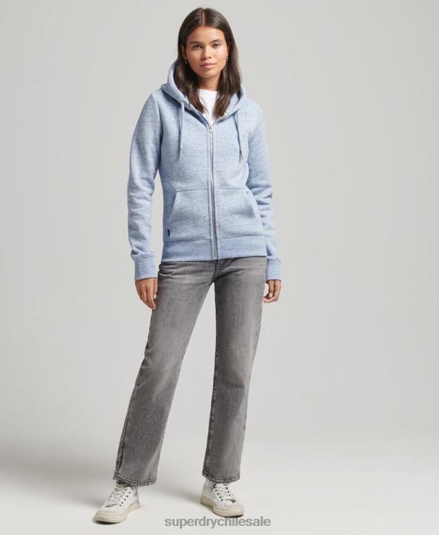 mujer Superdry azul claro sudadera con cremallera y logo Essential de algodón orgánico 2R68Z5963