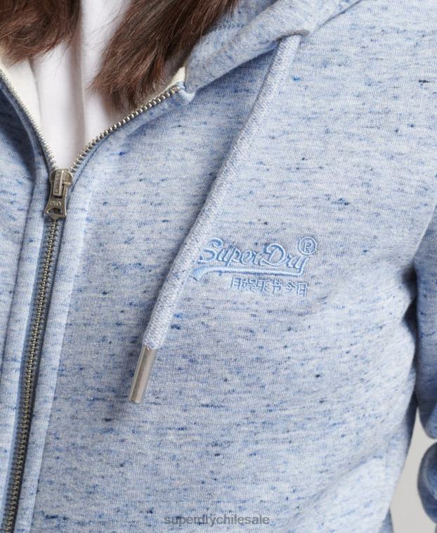 mujer Superdry azul claro sudadera con cremallera y logo Essential de algodón orgánico 2R68Z5963