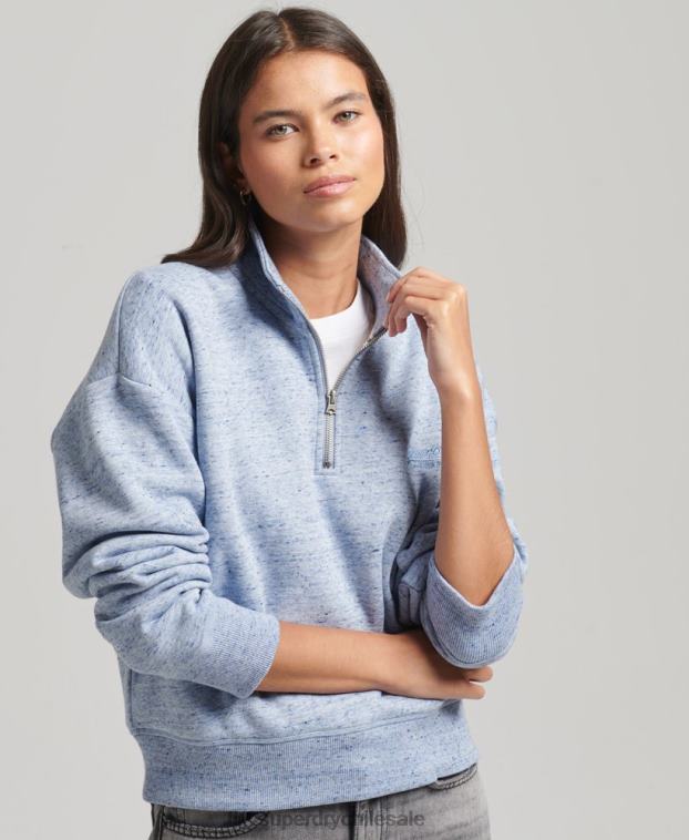 mujer Superdry azul claro sudadera con cuello tunecino y logo vintage de algodón orgánico 2R68Z6105