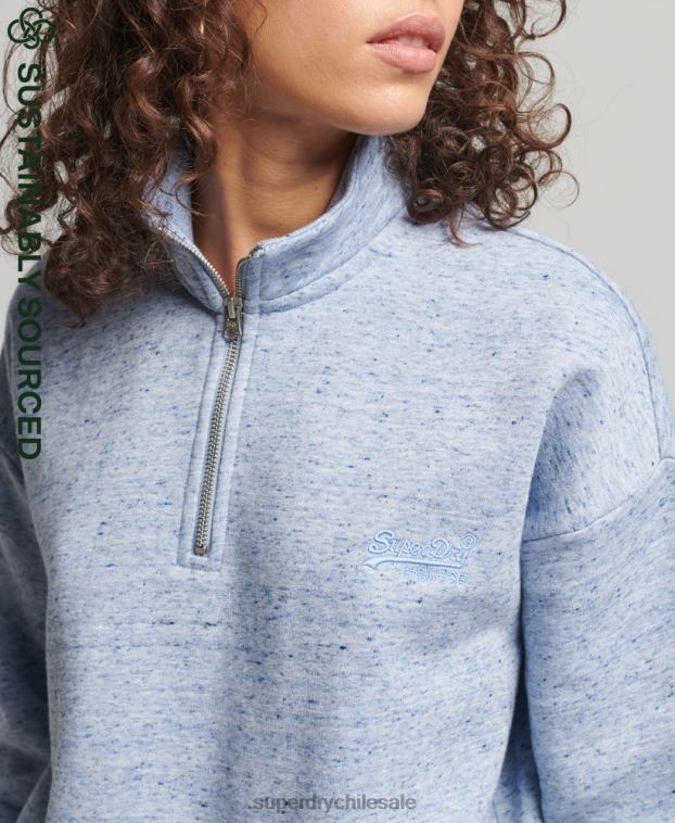 mujer Superdry azul claro sudadera con cuello tunecino y logo vintage de algodón orgánico 2R68Z6711
