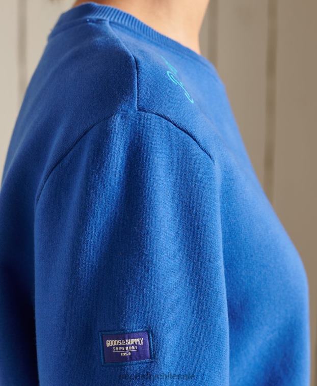 mujer Superdry azul claro sudadera oversize boho y rock crew 2R68Z6167