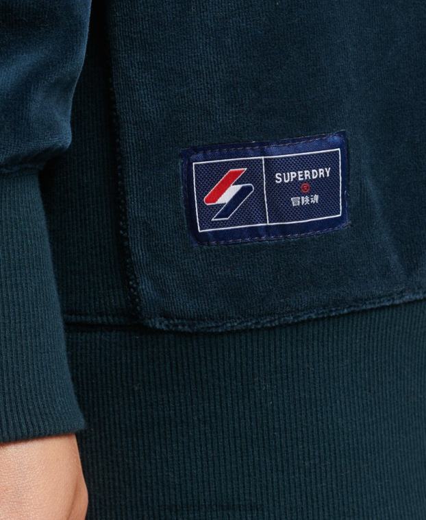 mujer Superdry azul oscuro equipo extragrande de terciopelo con logotipo de code s 2R68Z5925