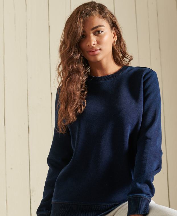 mujer Superdry azul oscuro sudadera con cuello redondo y logo vintage 2R68Z6120