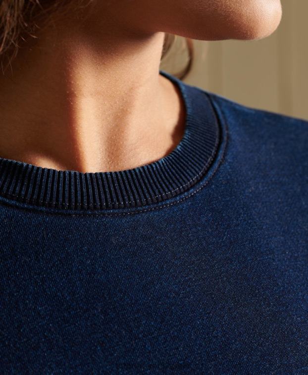 mujer Superdry azul oscuro sudadera con cuello redondo y logo vintage 2R68Z6120
