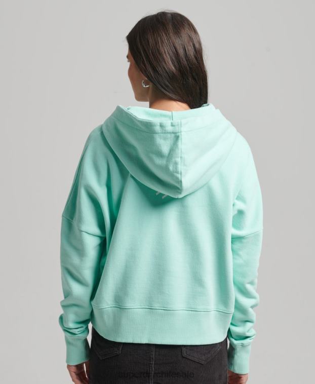 mujer Superdry azul sudadera con capucha Code Core Sport Crop Box 2R68Z6001