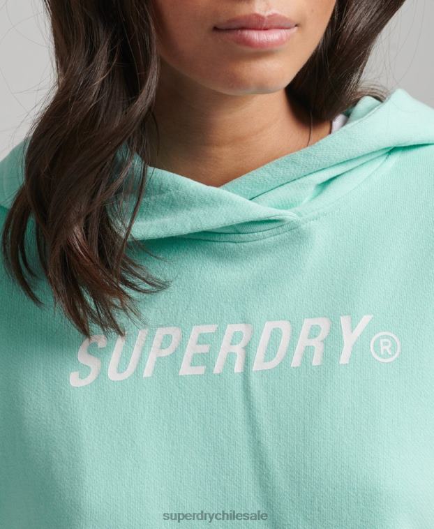 mujer Superdry azul sudadera con capucha Code Core Sport Crop Box 2R68Z6001