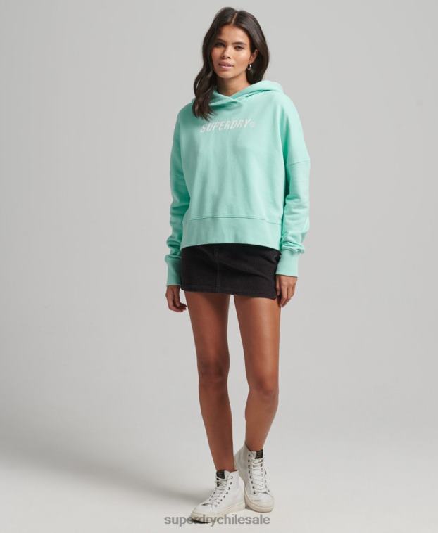 mujer Superdry azul sudadera con capucha Code Core Sport Crop Box 2R68Z6001