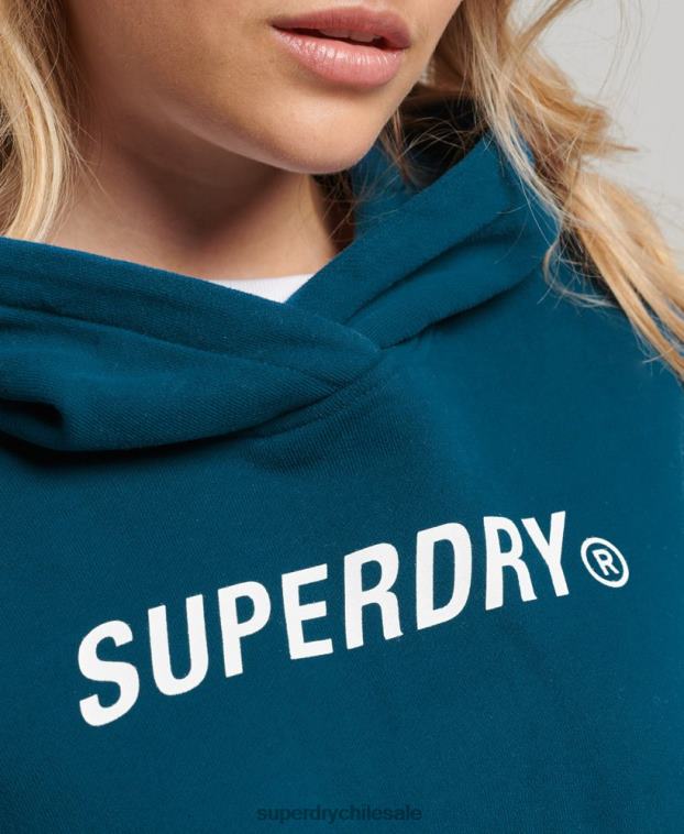 mujer Superdry azul sudadera con capucha Code Core Sport Crop Box 2R68Z6129
