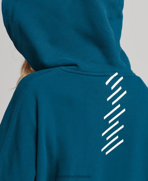 mujer Superdry azul sudadera con capucha Code Core Sport Crop Box 2R68Z6129