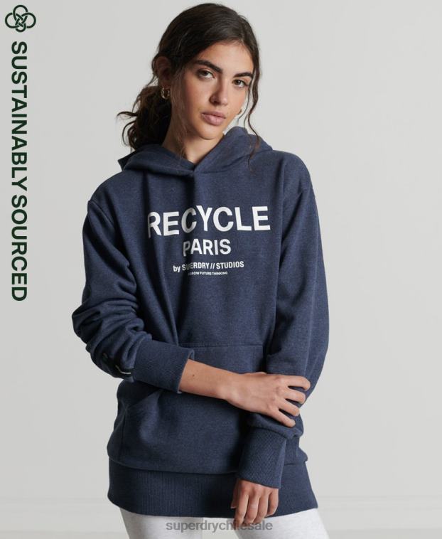 mujer Superdry azul sudadera con capucha de ciudad reciclada 2R68Z5906