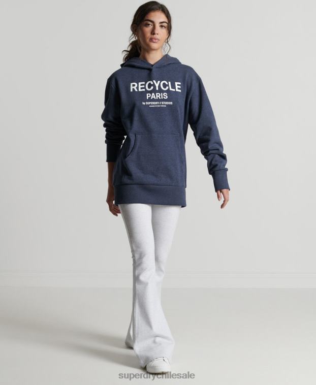 mujer Superdry azul sudadera con capucha de ciudad reciclada 2R68Z5906