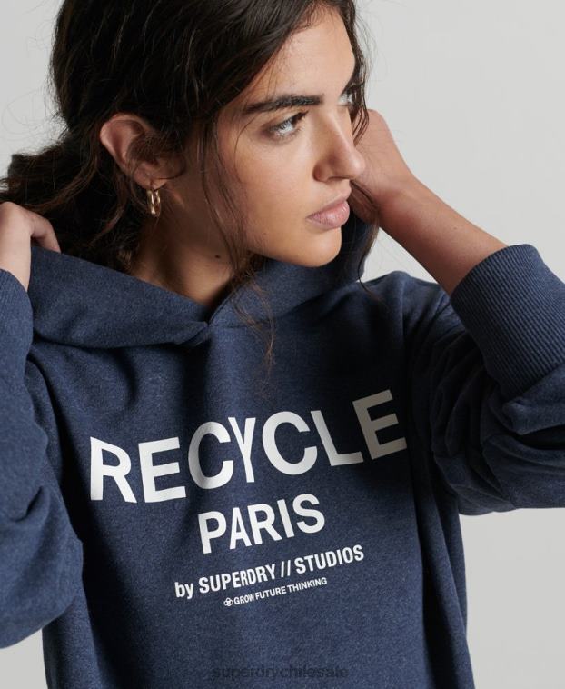 mujer Superdry azul sudadera con capucha de ciudad reciclada 2R68Z5906