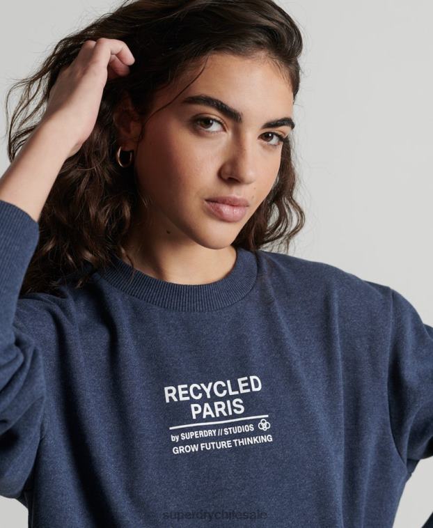 mujer Superdry azul sudadera con capucha reciclada 2R68Z5833