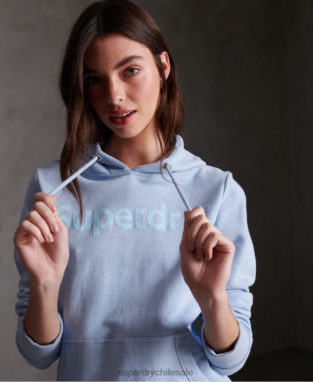 mujer Superdry azul sudadera con capucha sin cepillar de rebaño registrado 2R68Z3508
