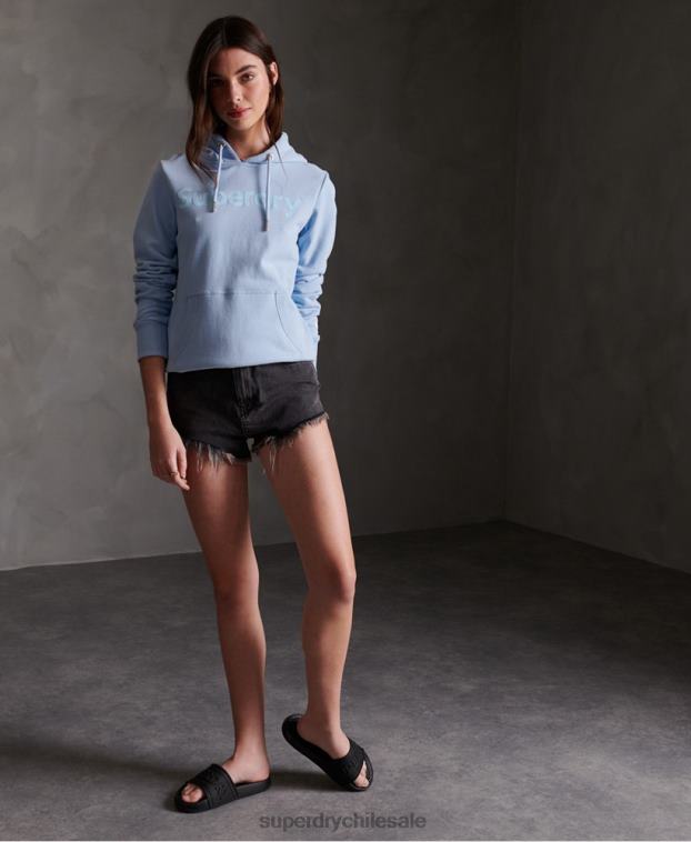 mujer Superdry azul sudadera con capucha sin cepillar de rebaño registrado 2R68Z3508