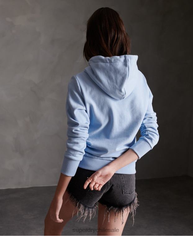 mujer Superdry azul sudadera con capucha sin cepillar de rebaño registrado 2R68Z3508