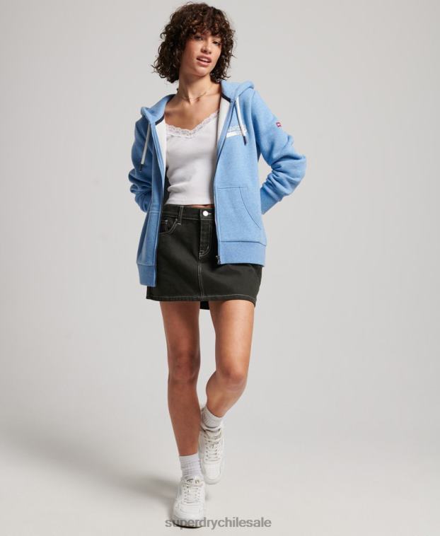 mujer Superdry azul sudadera con capucha y cremallera con texto vintage 2R68Z2289