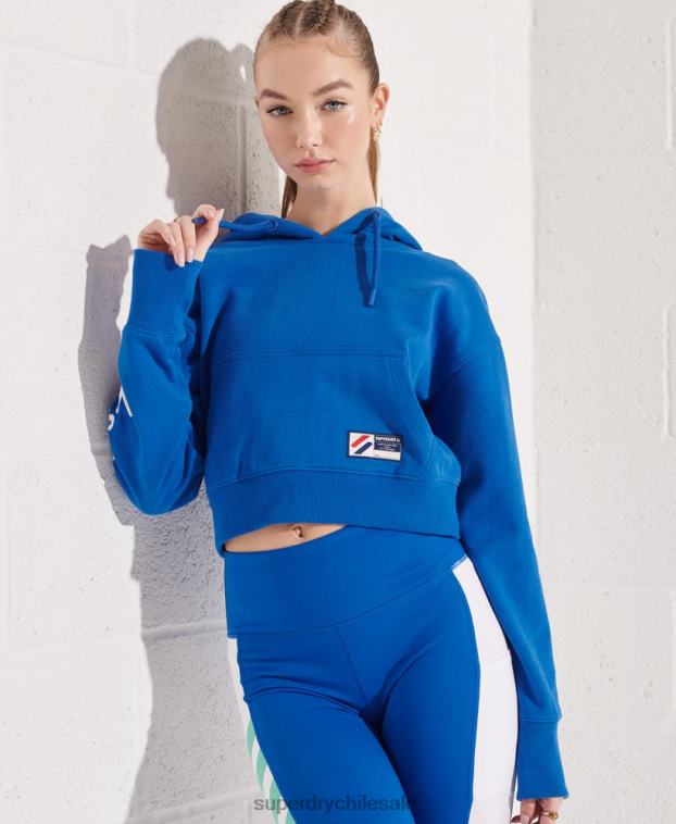 mujer Superdry azul sudadera con capucha y gráfico de código 2R68Z3490