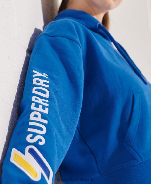 mujer Superdry azul sudadera con capucha y gráfico de código 2R68Z3490