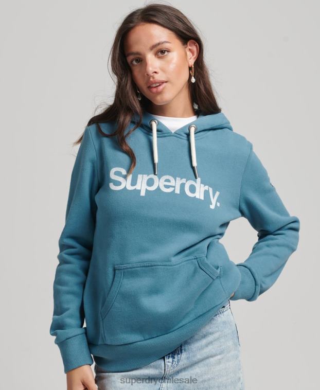 mujer Superdry azul sudadera con capucha y logo de algodón orgánico 2R68Z5942