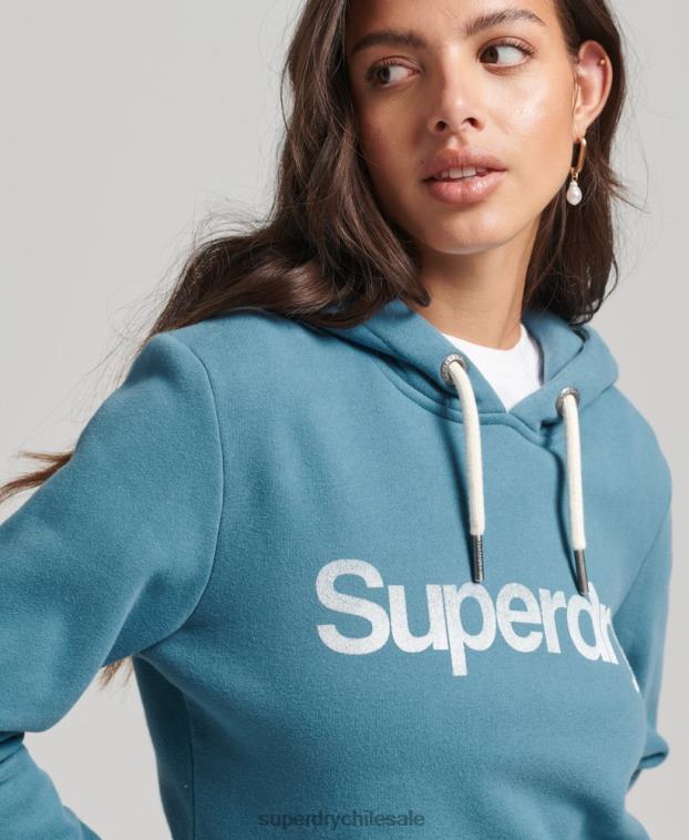 mujer Superdry azul sudadera con capucha y logo de algodón orgánico 2R68Z5942