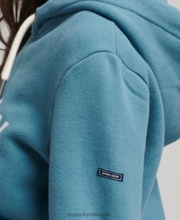 mujer Superdry azul sudadera con capucha y logo de algodón orgánico 2R68Z5942