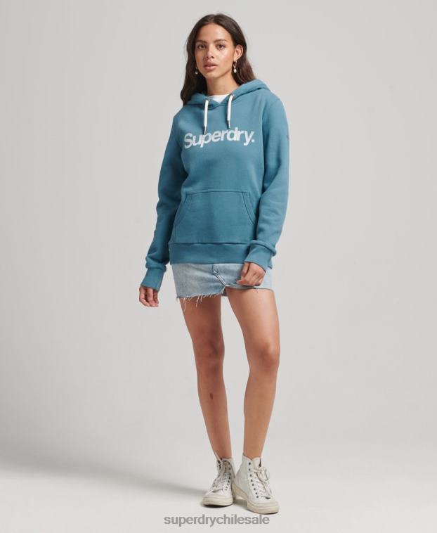 mujer Superdry azul sudadera con capucha y logo de algodón orgánico 2R68Z5942