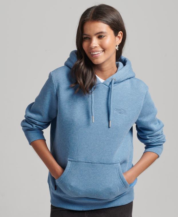 mujer Superdry azul sudadera con capucha y logo esencial de algodón orgánico 2R68Z5746