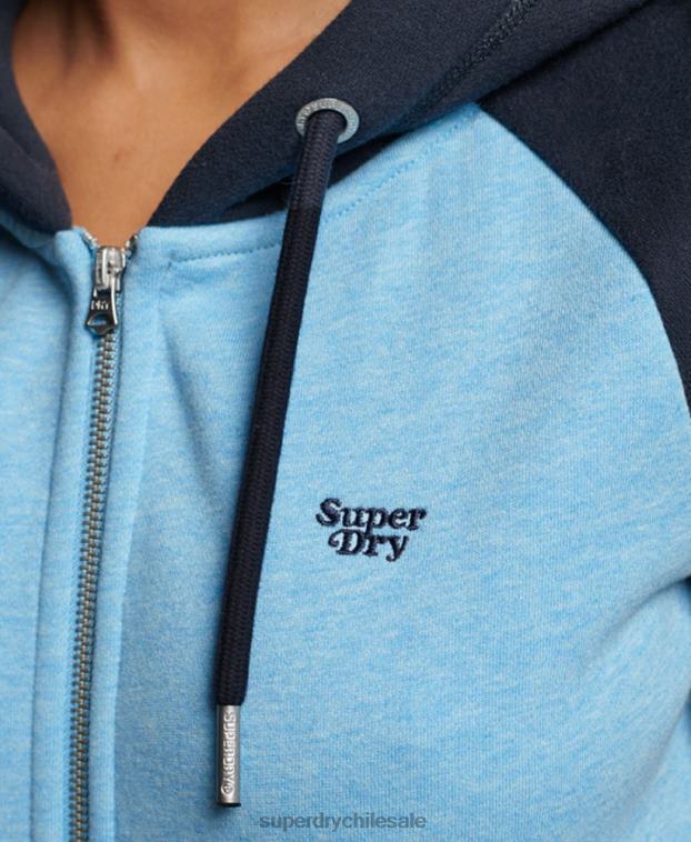 mujer Superdry azul sudadera con capucha y logo vintage bordado 2R68Z3387