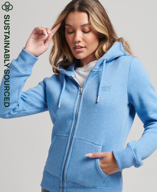 mujer Superdry azul sudadera con cremallera y logo Essential de algodón orgánico 2R68Z3301