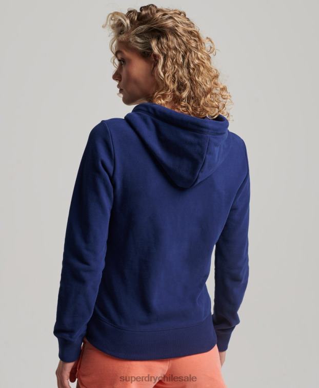mujer Superdry azul sudadera con cremallera y logo bordado 2R68Z2261