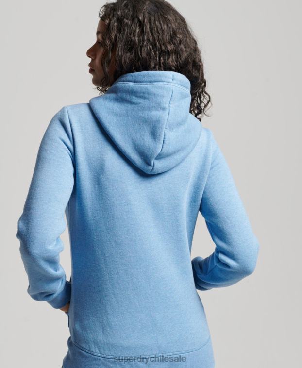 mujer Superdry azul sudadera con cremallera y logo bordado 2R68Z3297