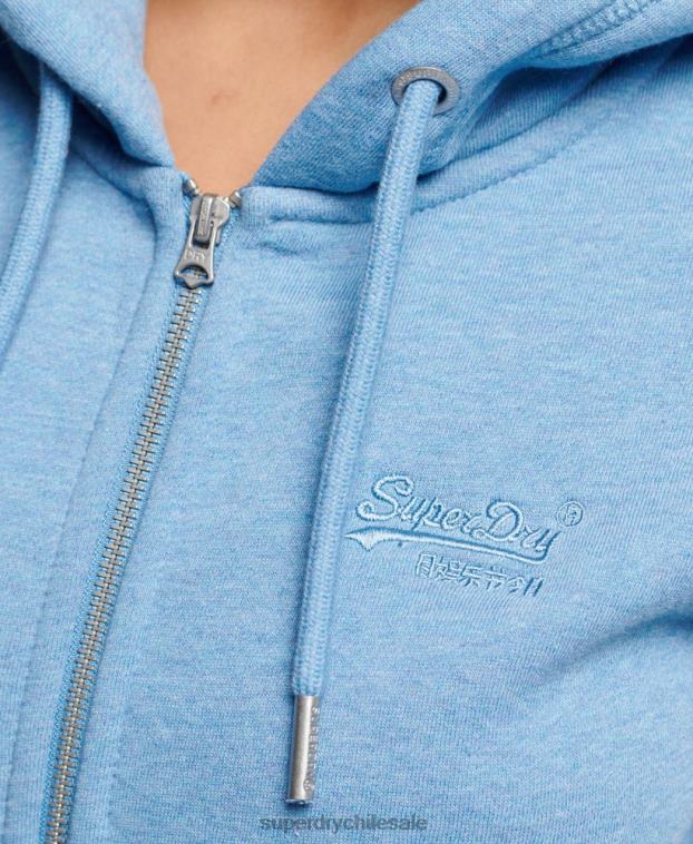 mujer Superdry azul sudadera con cremallera y logo bordado 2R68Z3297