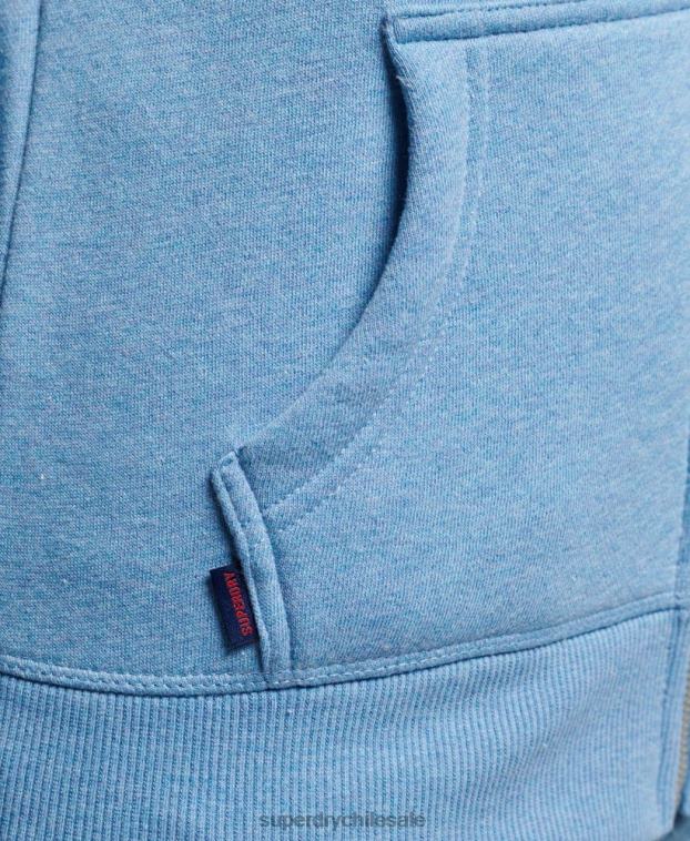mujer Superdry azul sudadera con cremallera y logo bordado 2R68Z3297
