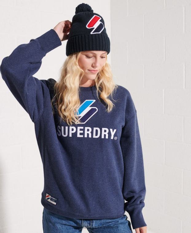mujer Superdry azul sudadera con cuello redondo y aplique del logo Code 2R68Z3504