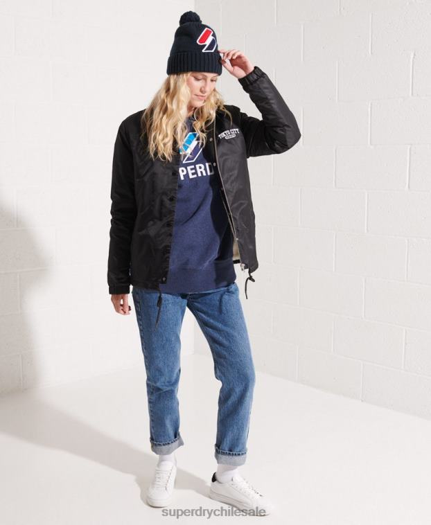 mujer Superdry azul sudadera con cuello redondo y aplique del logo Code 2R68Z3504