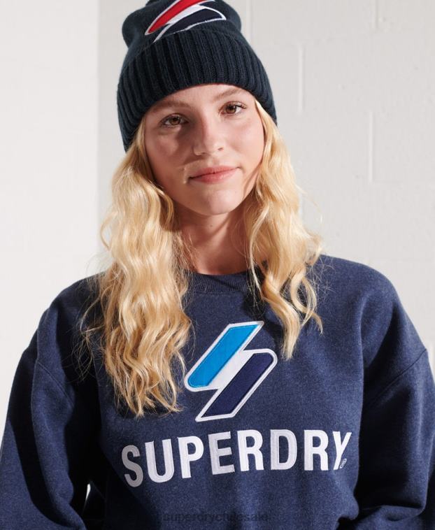 mujer Superdry azul sudadera con cuello redondo y aplique del logo Code 2R68Z3504