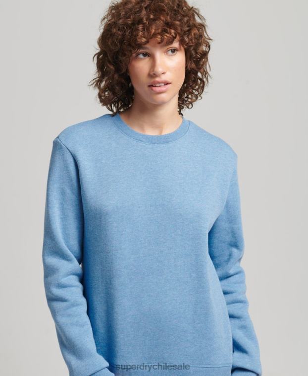mujer Superdry azul sudadera con cuello redondo y logo esencial de algodón orgánico 2R68Z5828