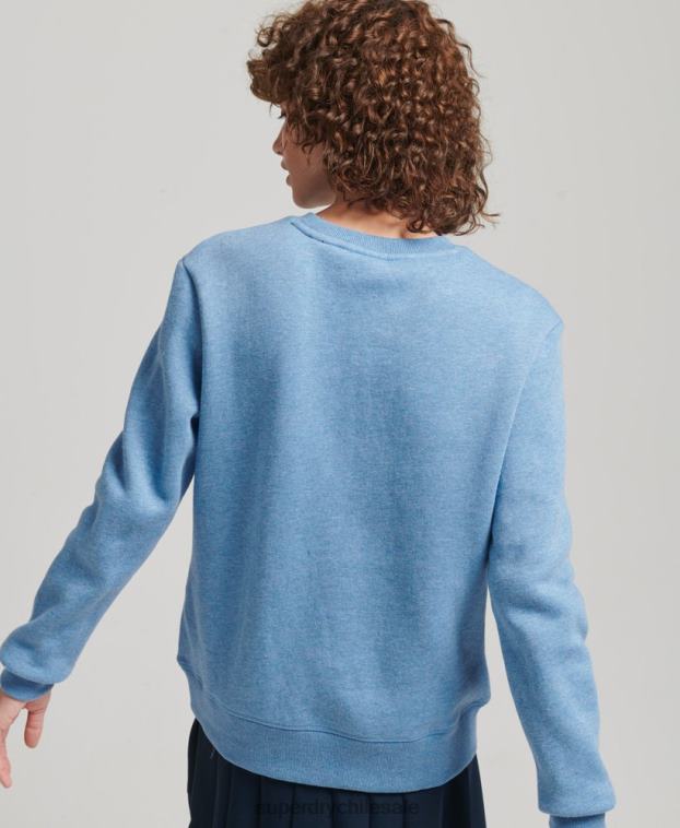 mujer Superdry azul sudadera con cuello redondo y logo esencial de algodón orgánico 2R68Z5828