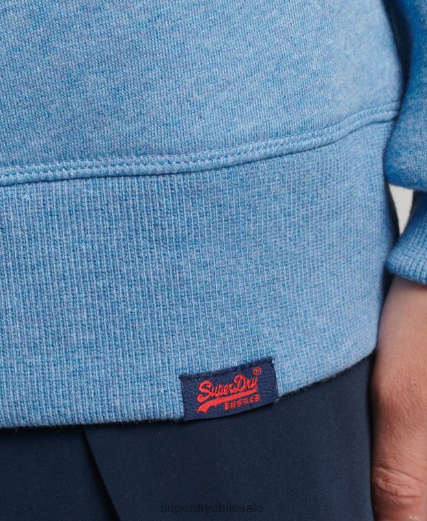 mujer Superdry azul sudadera con cuello redondo y logo esencial de algodón orgánico 2R68Z5828