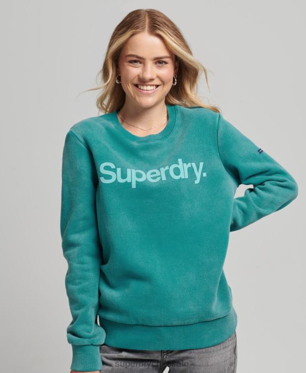 mujer Superdry azul sudadera con cuello redondo y logo vintage de los años 80 2R68Z5860