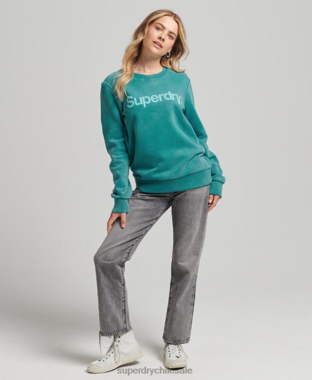 mujer Superdry azul sudadera con cuello redondo y logo vintage de los años 80 2R68Z5860
