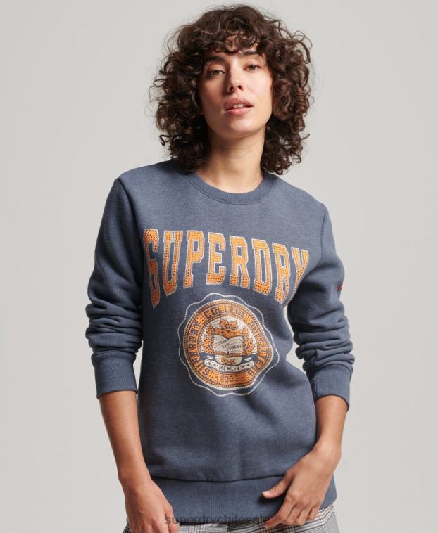 mujer Superdry azul sudadera con equipo de franquicia vintage 2R68Z2227