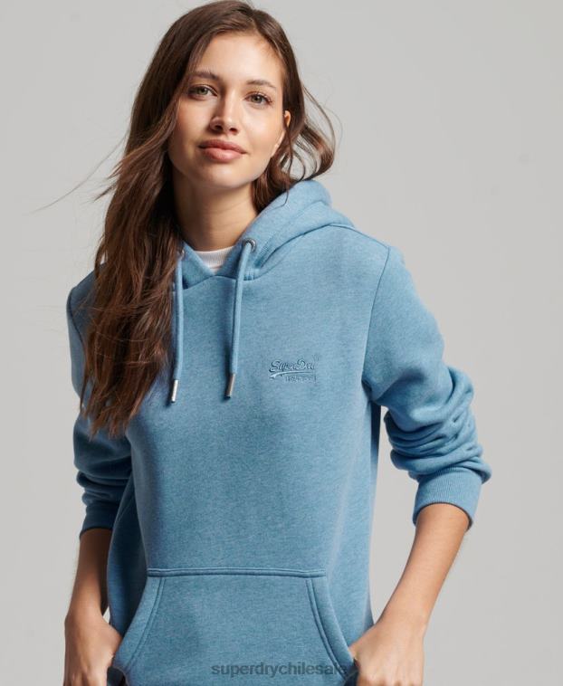 mujer Superdry azul sudadera con logo bordado 2R68Z2194