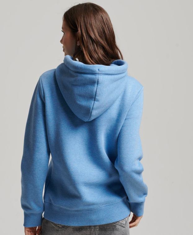mujer Superdry azul sudadera con logo bordado 2R68Z2194