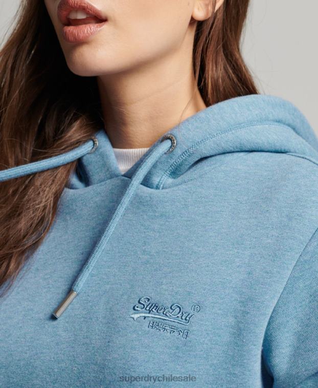 mujer Superdry azul sudadera con logo bordado 2R68Z2194