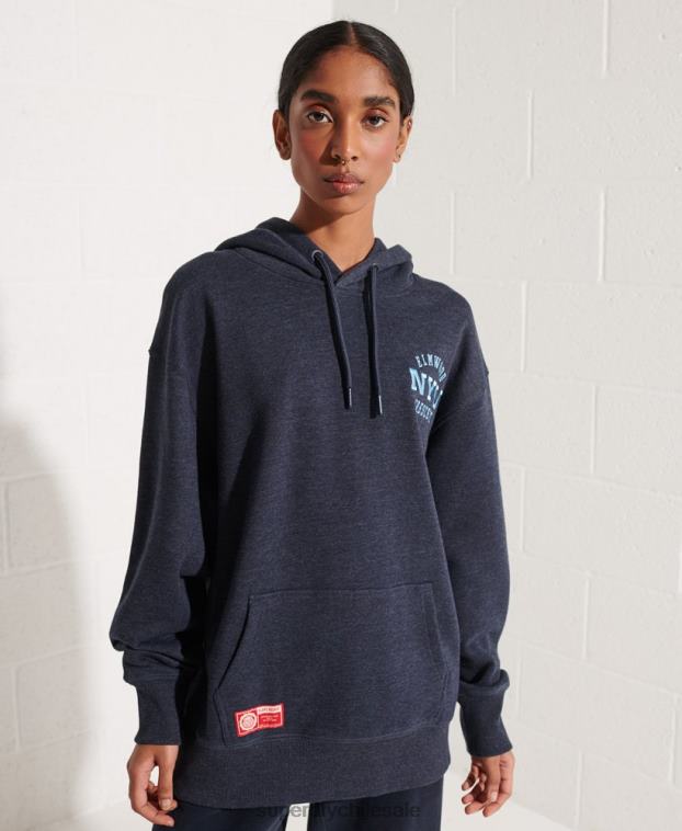 mujer Superdry azul sudadera corta con gráfico universitario 2R68Z5977