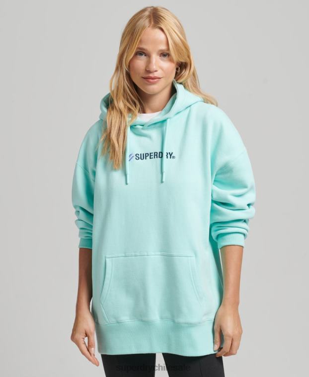 mujer Superdry azul sudadera extragrande con capucha y aplique del logo 2R68Z3434