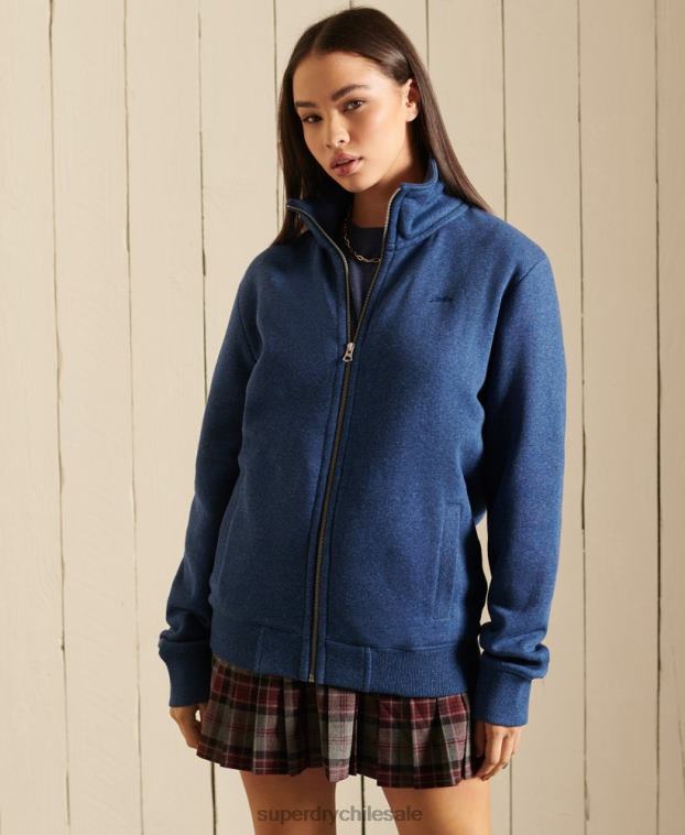 mujer Superdry azul top deportivo holgado con logo vintage bordado y cremallera 2R68Z6159