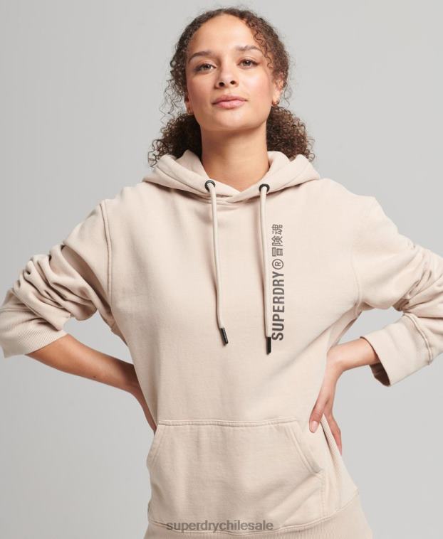 mujer Superdry beige sudadera con capucha holgada code linear 2R68Z5889